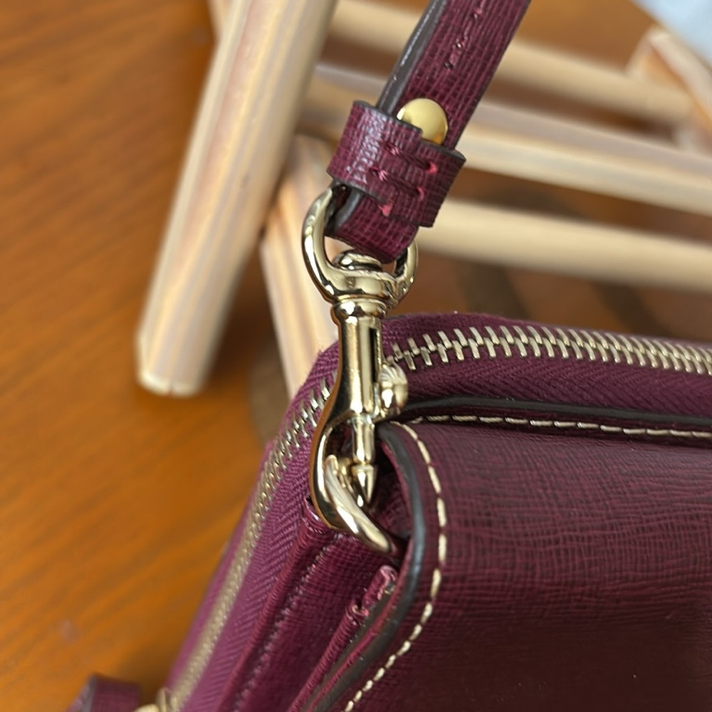 Dooney & Bourke Saffiano Burgundy Leather Crossbody - Picture 10 of 14